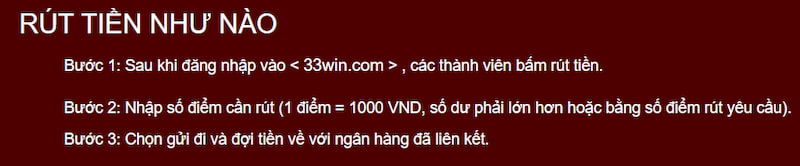 Rút tiền 33win qua hai cách thức